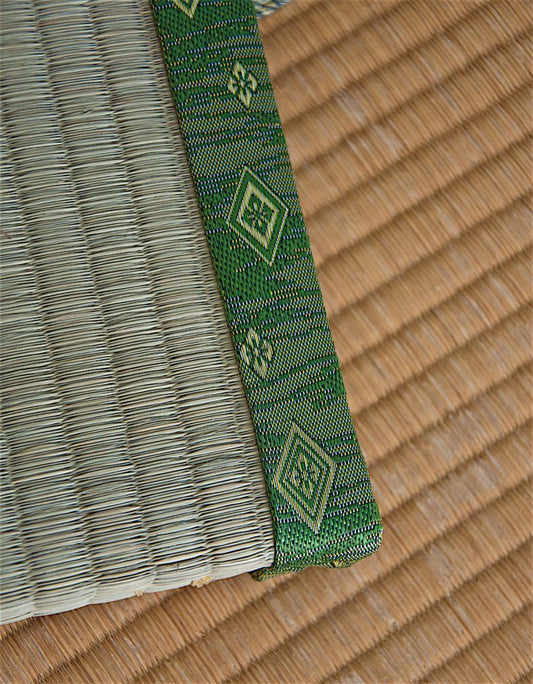 authentic japanese tatami mats with green patterns