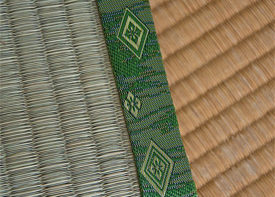 authentic japanese tatami mats with green patterns