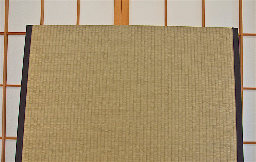 authentic japanese tatami mats with brown patterns